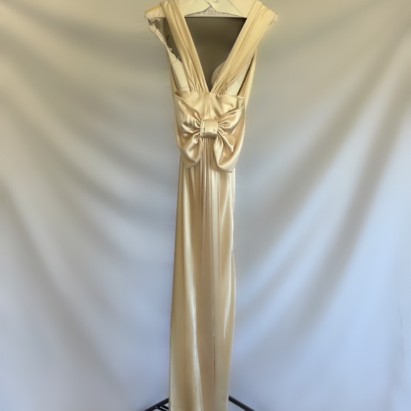 Celebrity Designer PaperBag Princess Custom 1940s Silk Champagne Wedding Dress! - Picture 9 of 13